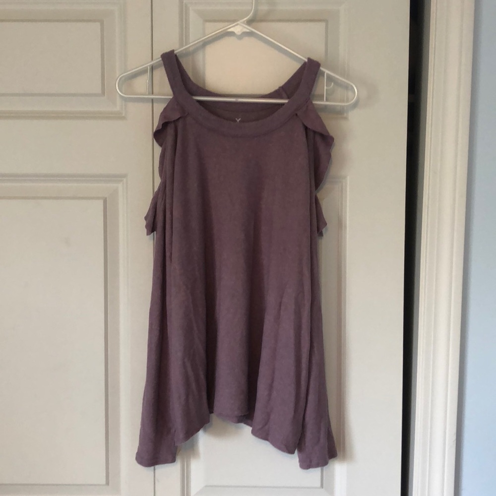 Cold shoulder purple sweater